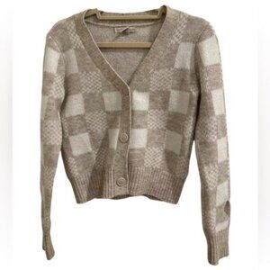 Checkered Sincerely Jules Tan and White Sweater Size XS